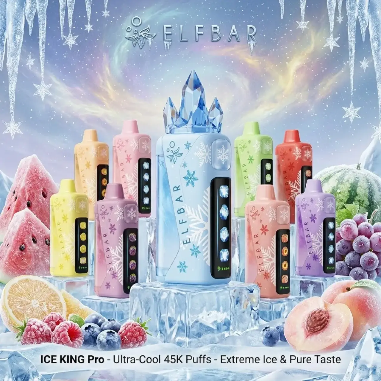 ICE KING Pro 冰神一次性【45000口】ELFBAR 爱奇迹 网状线圈 可调冰感极速提神